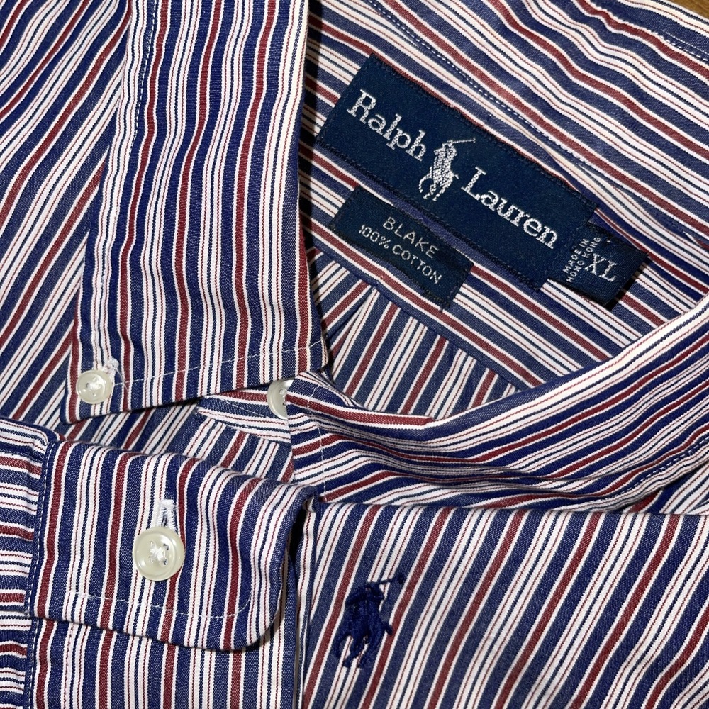 Ralph Lauren Shirt Men XL Blue Stripes Blake Long Sleeve Button Down Preppy